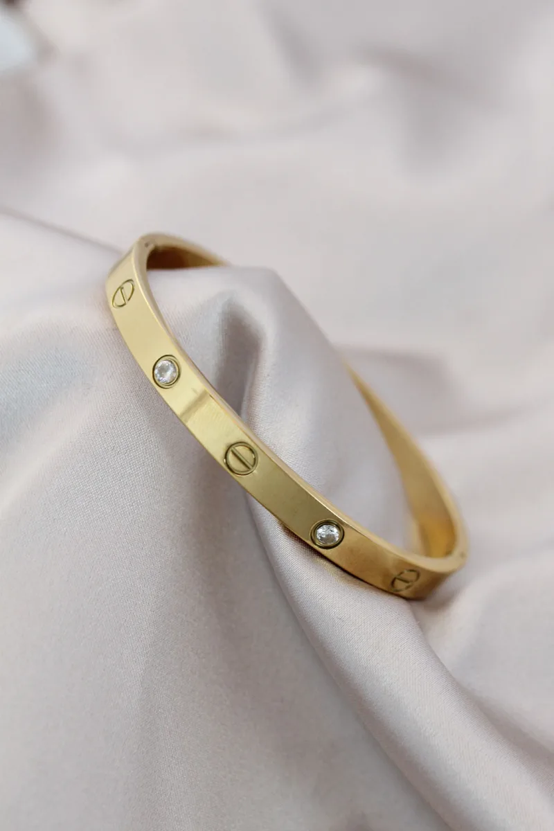 Zirkon Taşlı Gold Renk Bileklik
