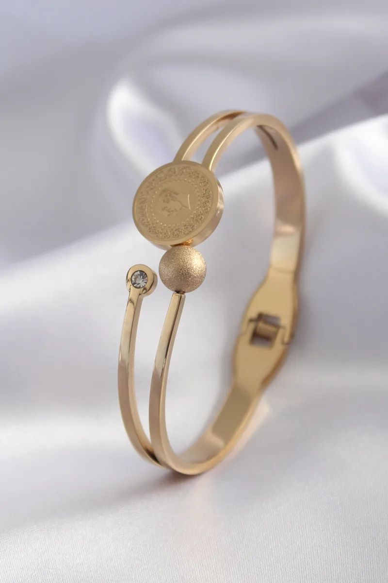 Gold Renk Çeyrek Altın Model Zirkon Kelepçe