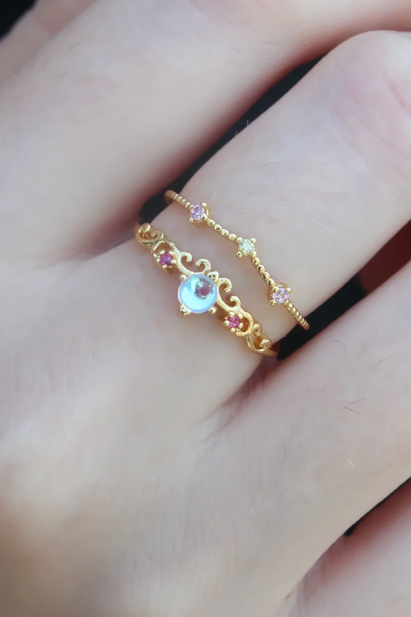 Gold Renk Zirkon Taşlı Taç Model Kadın Yüzük 5886|Taç Model Zirkon Taşlı Gold Yüzük