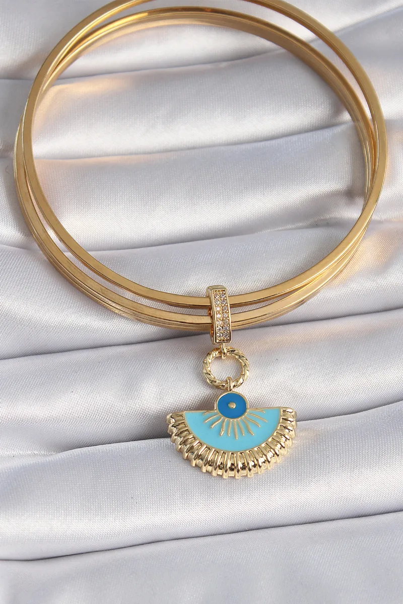 Nazar Boncuklu Pirinç Gold Renk Charm