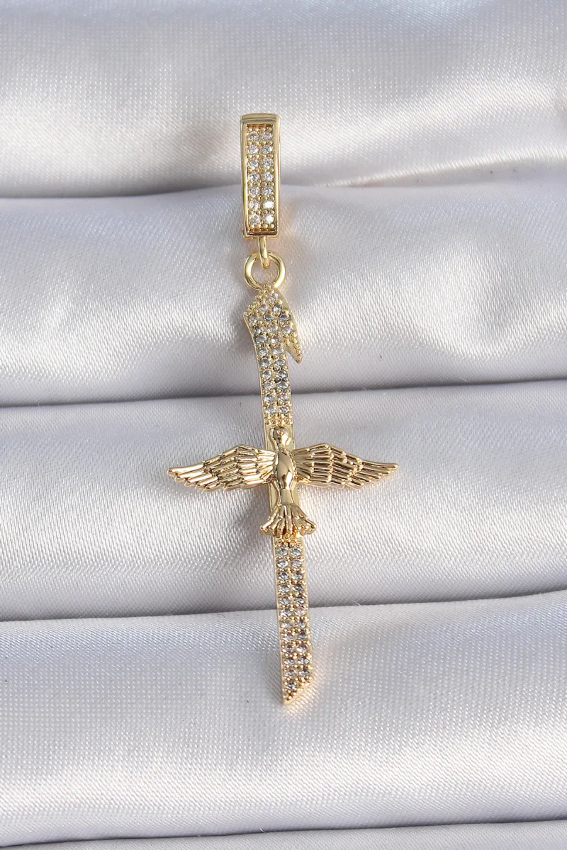 Anka Kuşu Figürlü Zirkon Taşlı Gold Renk Charm