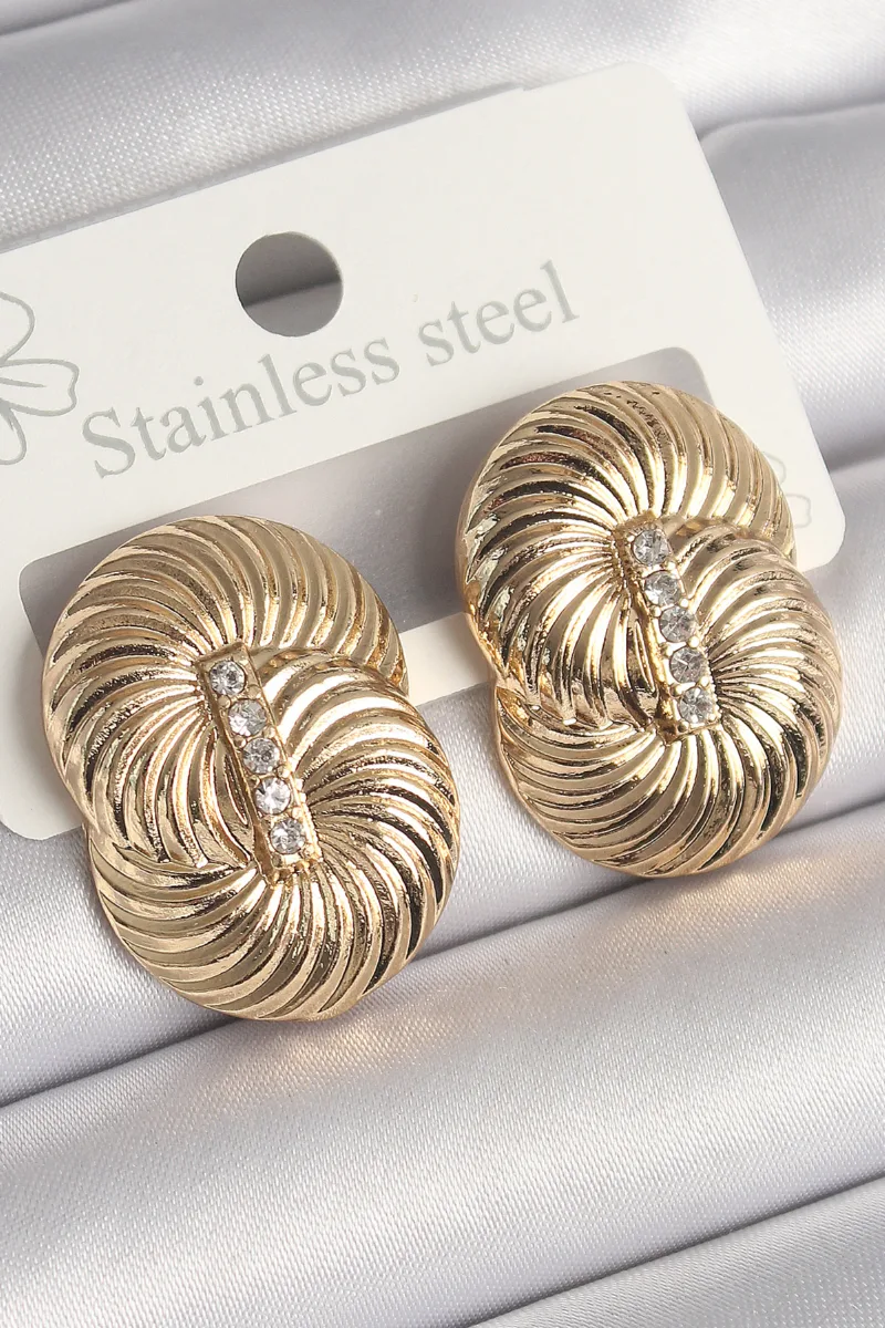 Sarmal Model Gold Renk Zirkon Taşlı Küpe