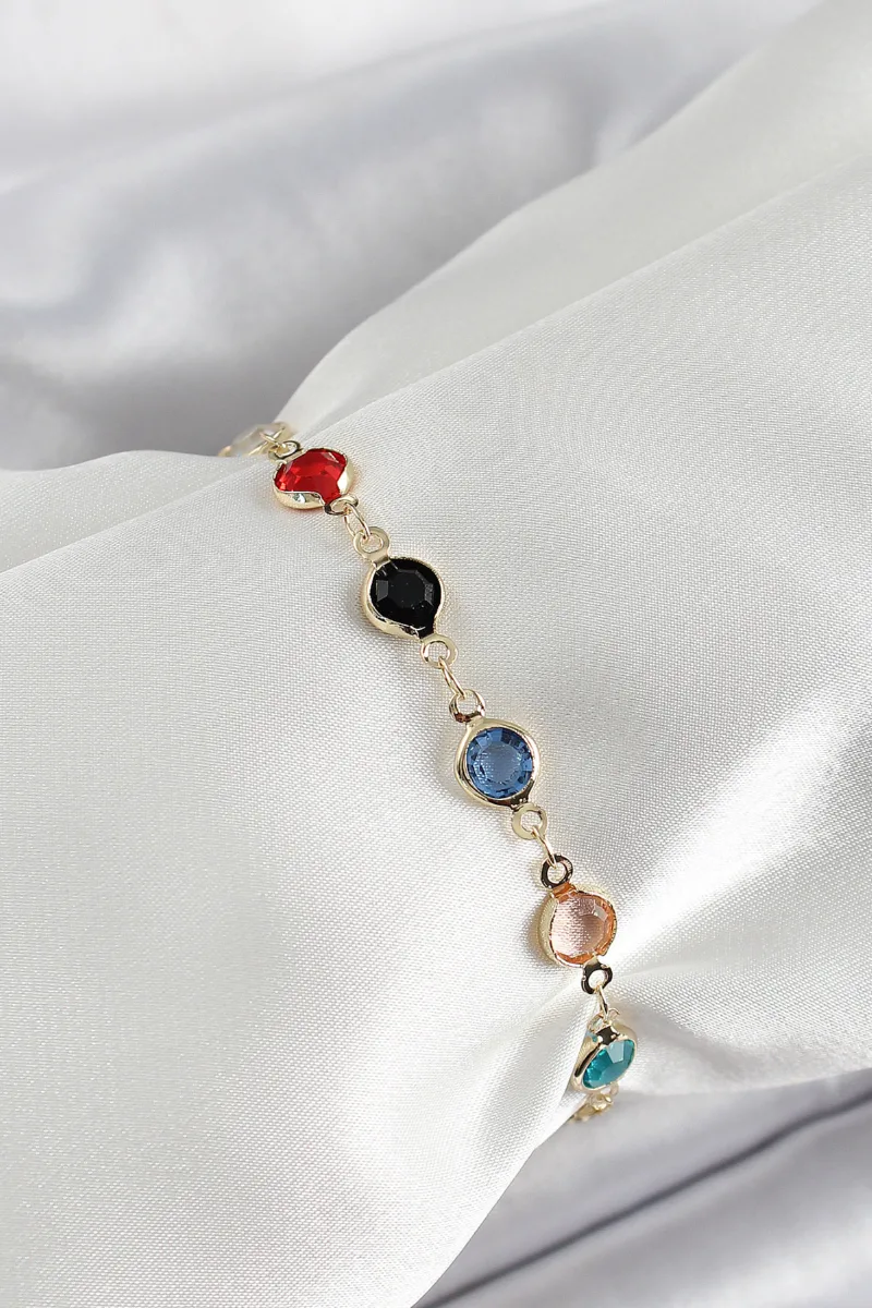 Asorti Model Zirkon Taşlı Gold Renk Bileklik