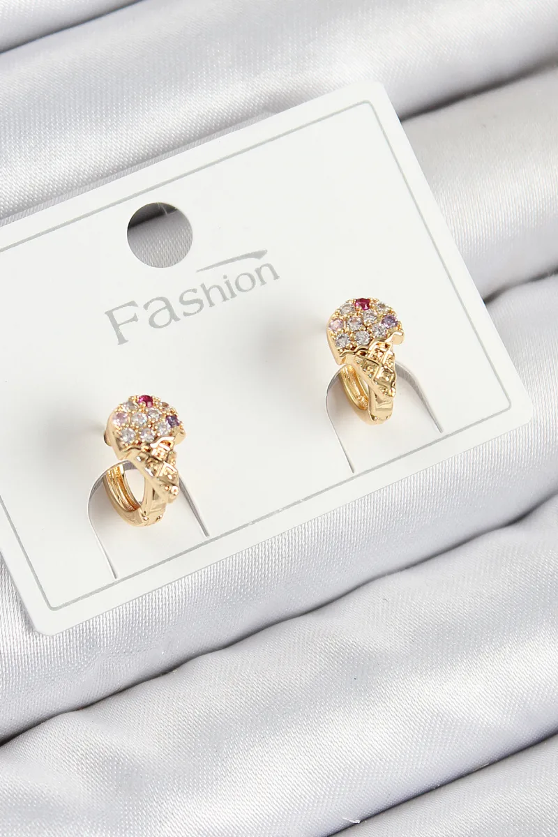 Dondurma Model Zirkon Taşlı Gold Renk Çocuk Küpe