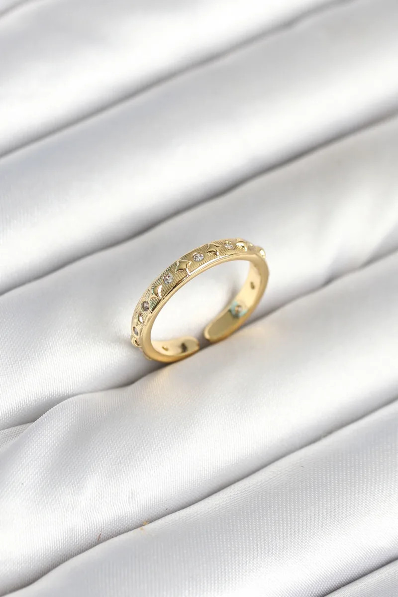 Zirkon Taşlı Gold Tonu Kadın Yüzük