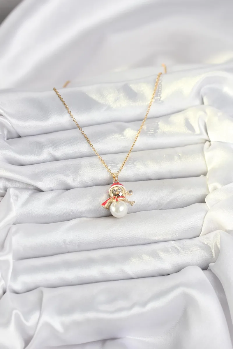 Kardan Adam Model Gold Renk Yılbaşı Kolye