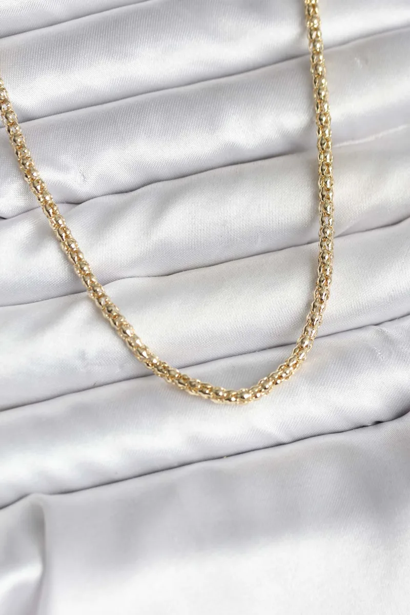Boru Zincir Model Gold Kaplama Kolye