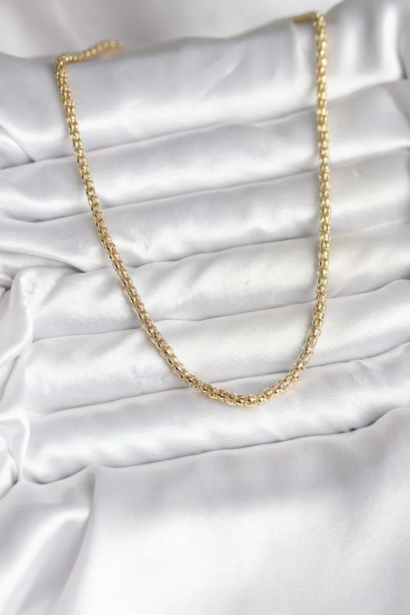 Boru Zincir Model Gold Kaplama Kolye