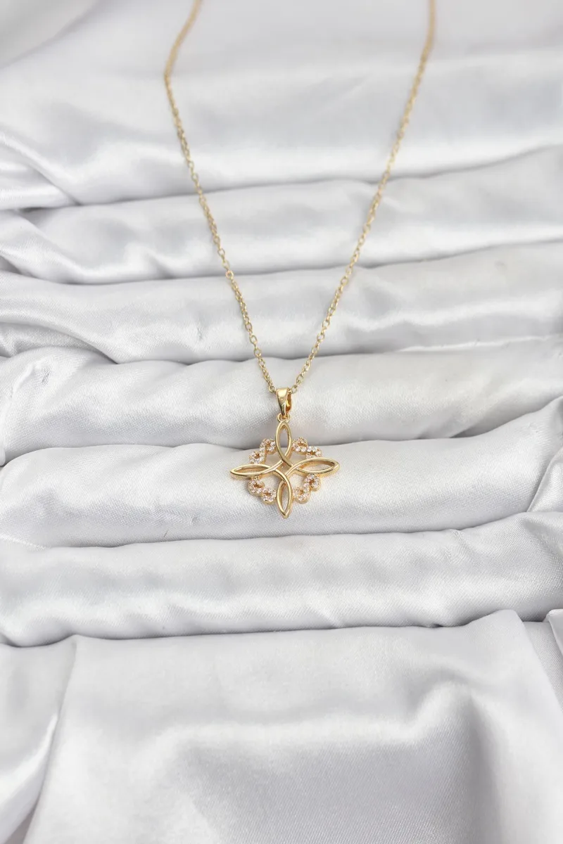 Zirkon Taşlı Gold Renk Sonsuzluk Kolye