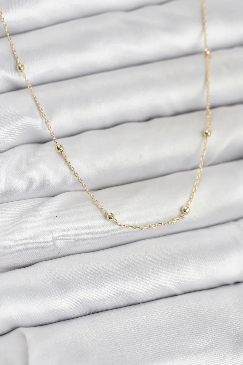 Gold Renk Minik Top Zincir Kolye