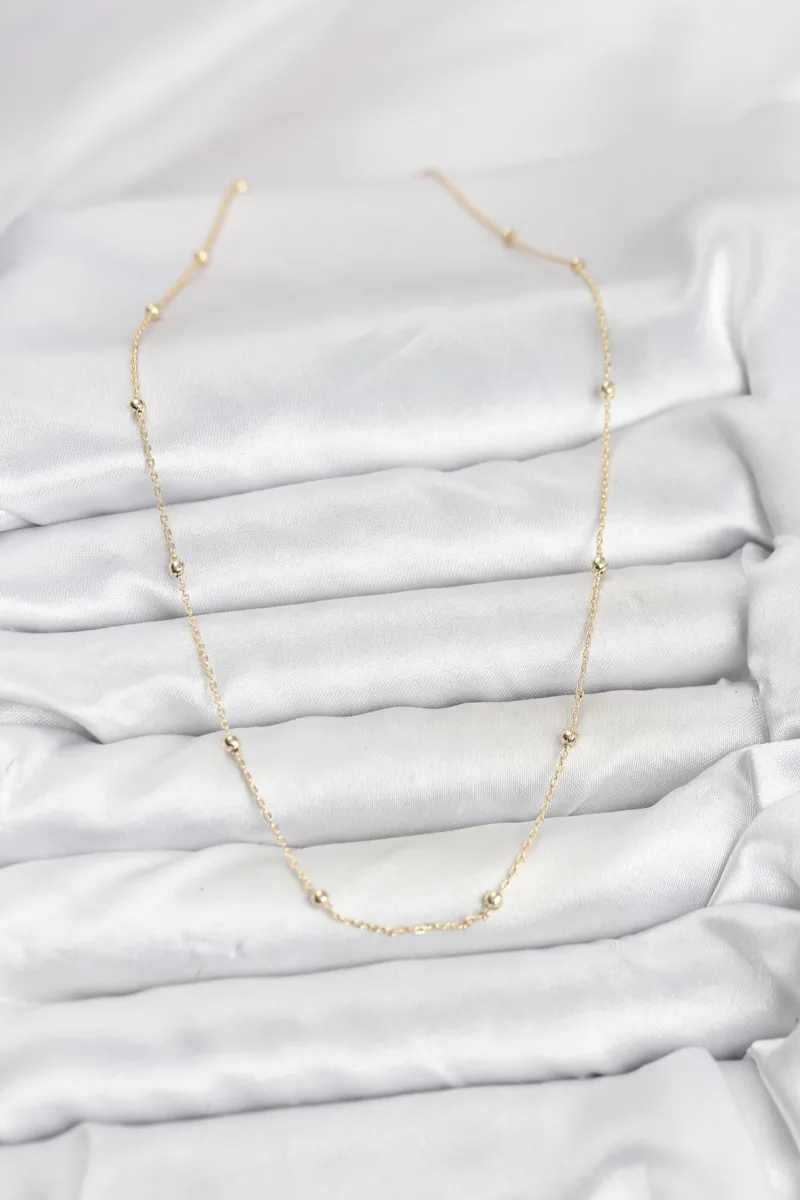 Gold Renk Minik Top Zincir Kolye