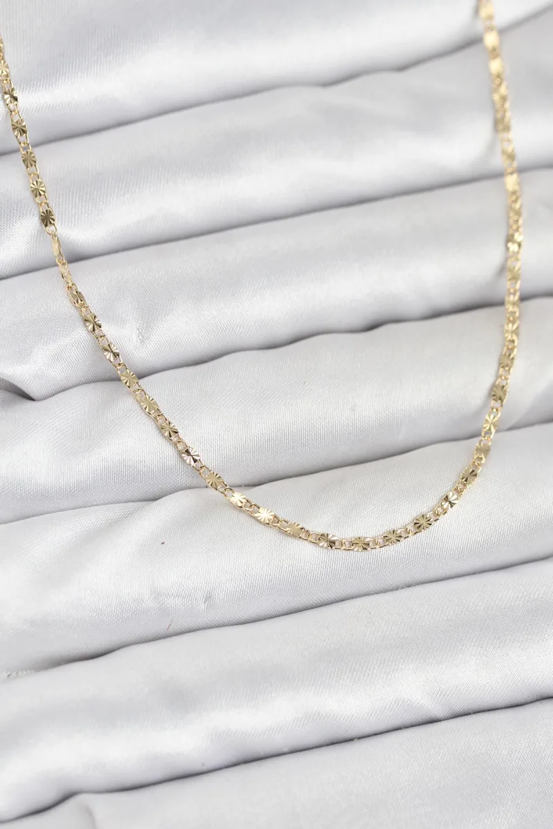 Gold Renk Lazer İnce Zincir Kolye