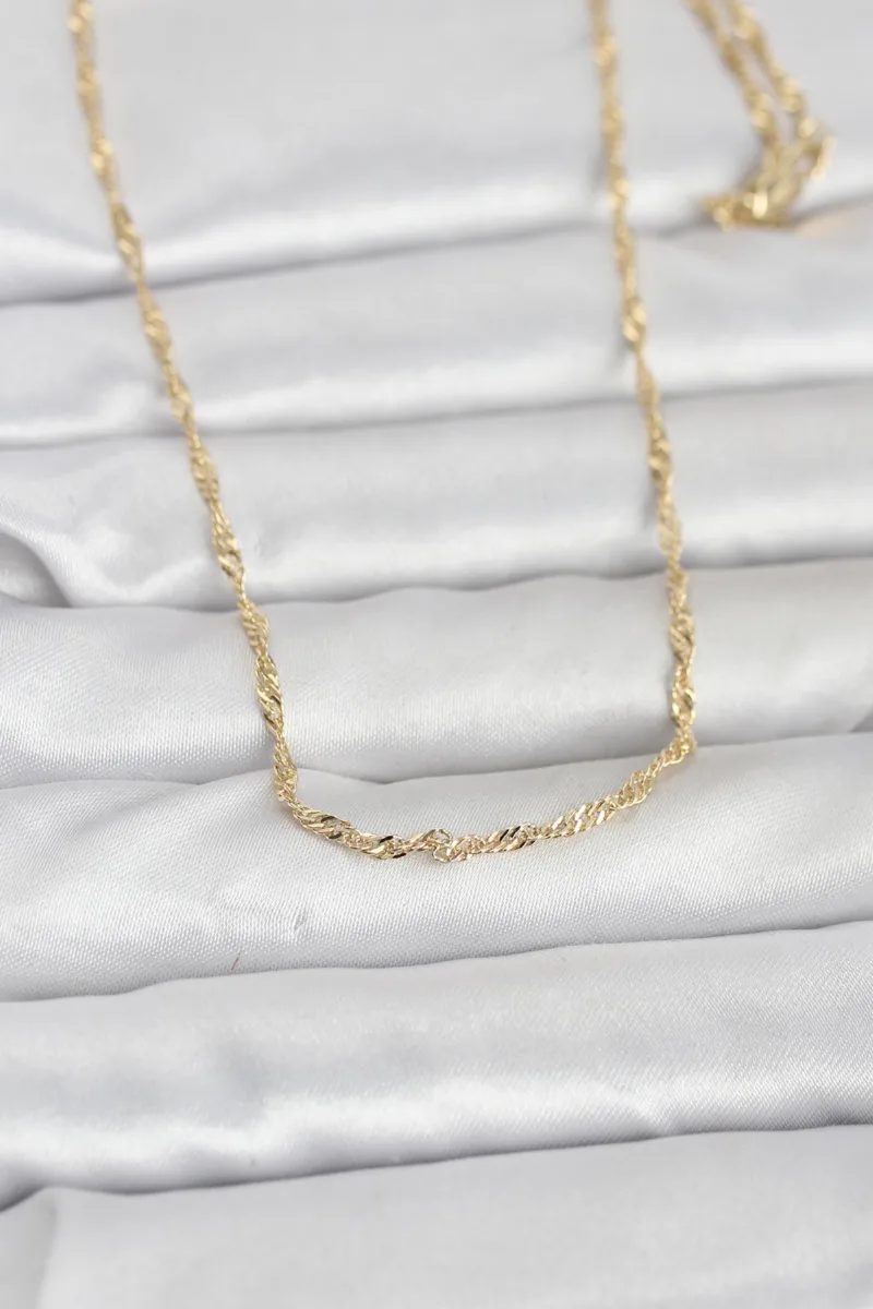 Gold Renk 60 Cm Burgulu Zincir Kolye
