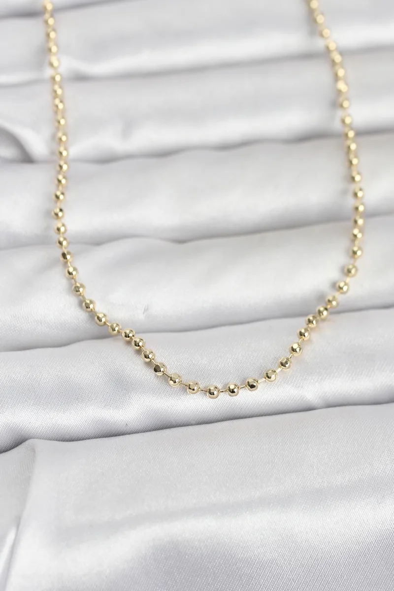 Gold Renk Top Zincirli Model 60 Cm Kolye