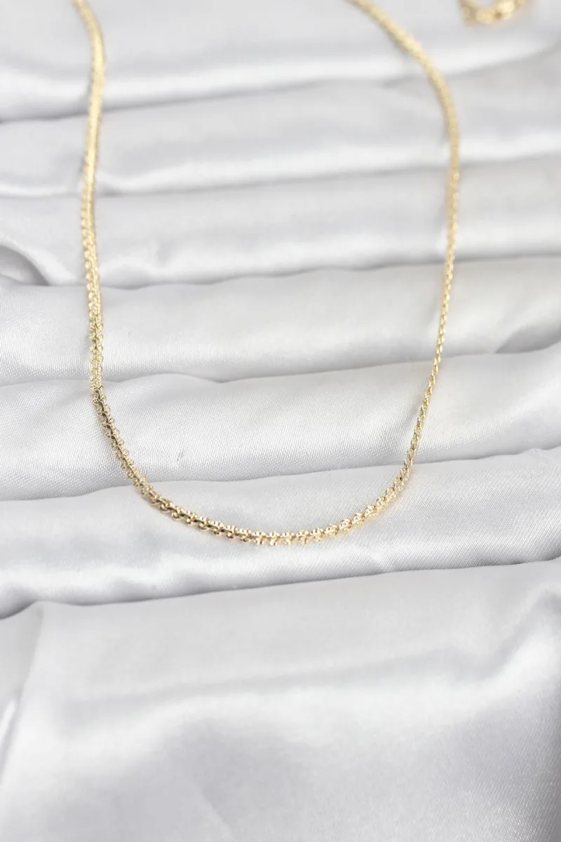 Gold Renk Yassı Zincir 60 Cm Kadın Kolye