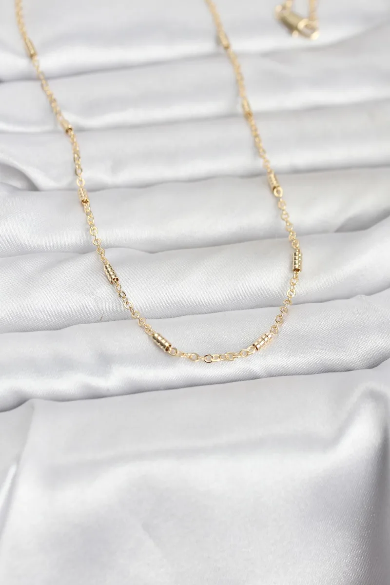 Gold Renk Bar Zincirli 60 Cm Kolye
