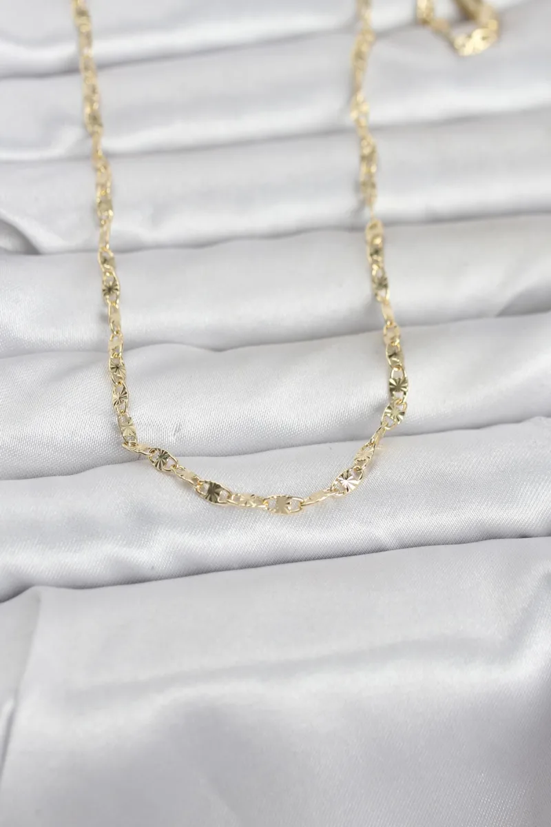 Gold Renk Gemici Lazerli Zincir 60 Cm Kolye