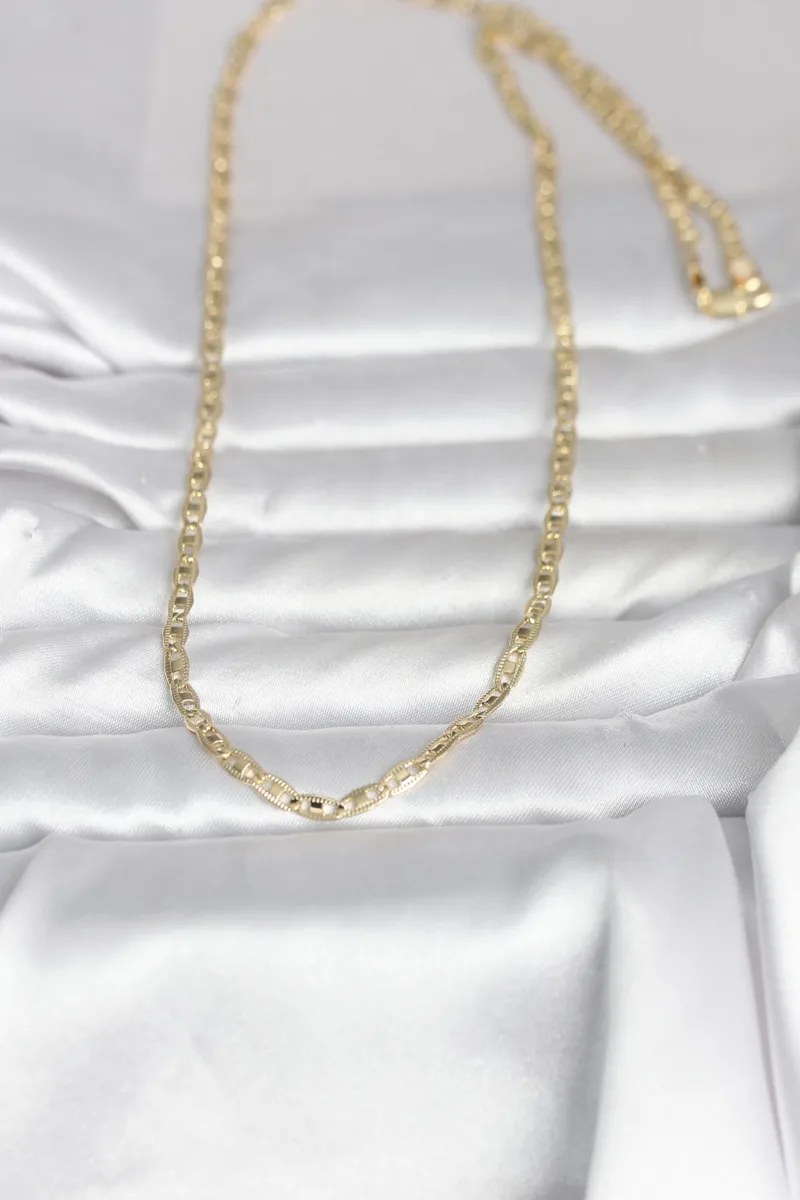 Gold Renk Lazer Kesim Zincirli 60 Cm Kolye