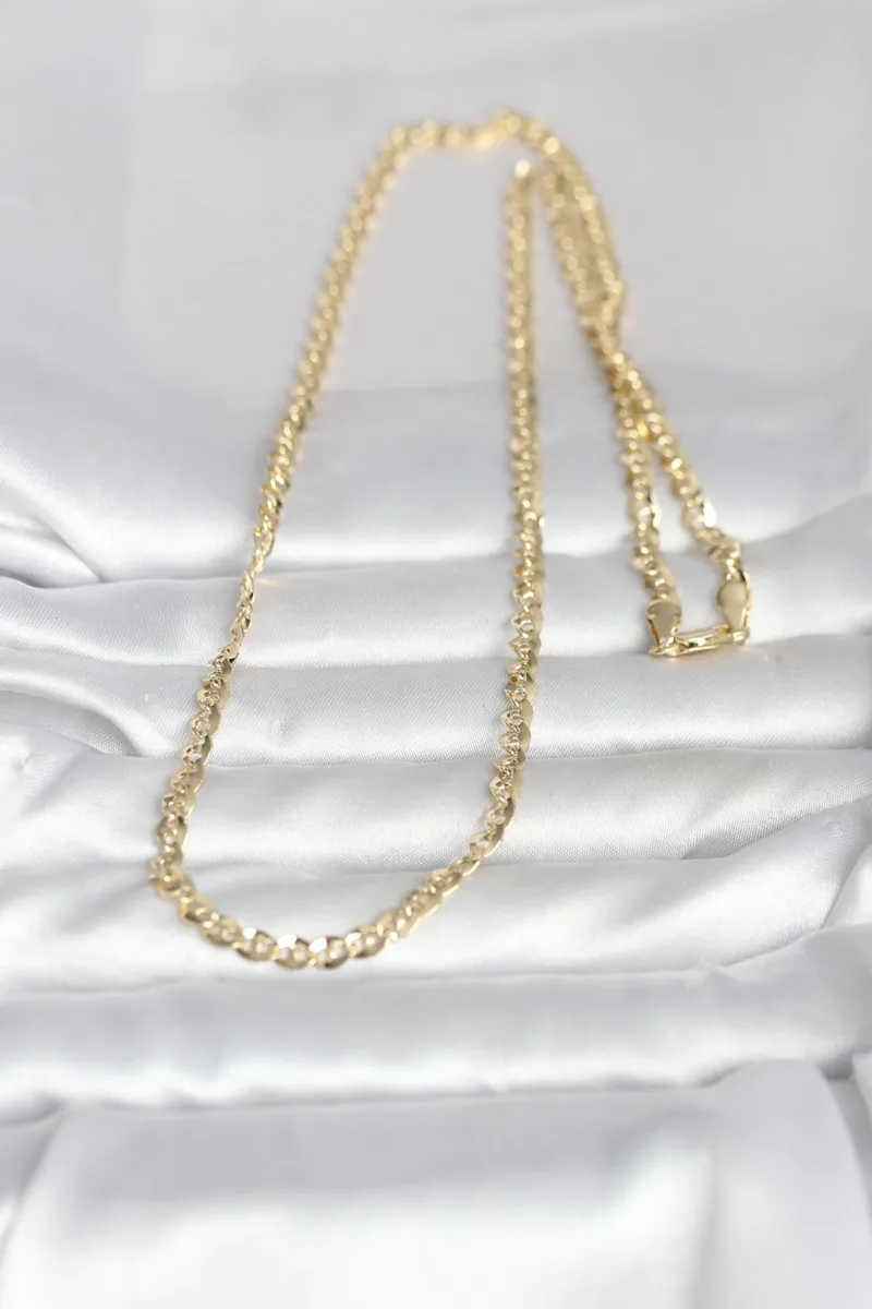 Gold Renk Oval Yassı Zincirli 60 Cm Kolye