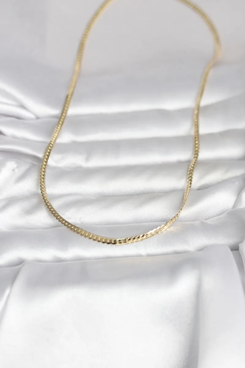 Gold Renk Yassı Zincirli 45 Cm Kolye
