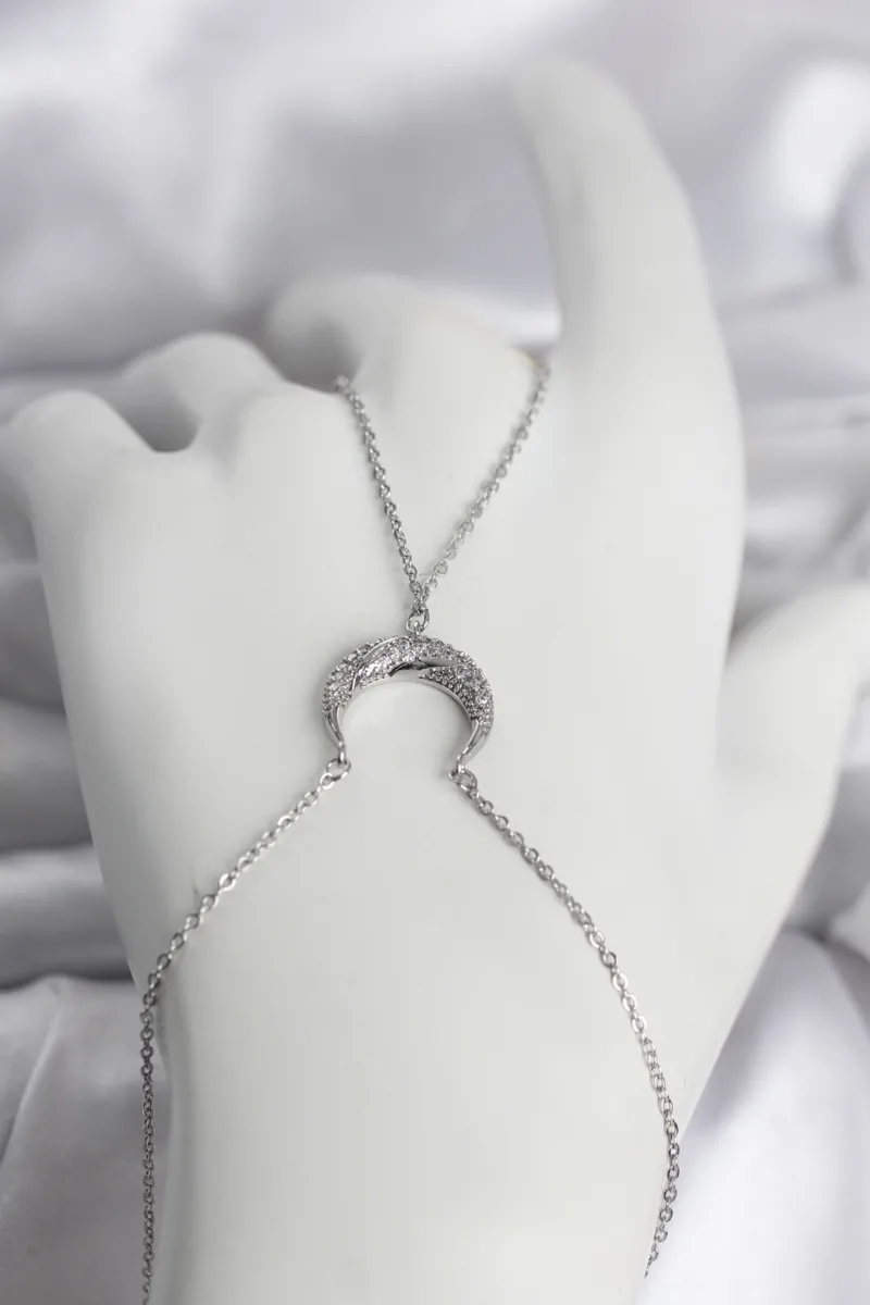 Hilal Model Zirkon Taşlı Gümüş Renk Şahmeran