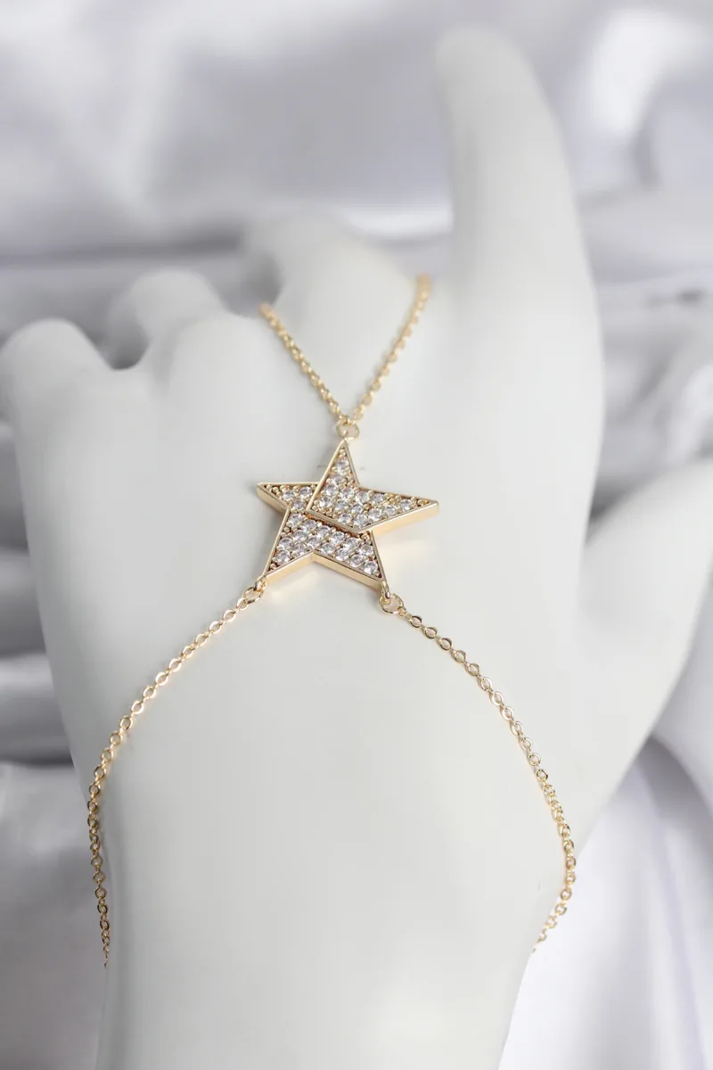 Yıldız Model Altın Renk Zirkon Taşlı Şahmeran