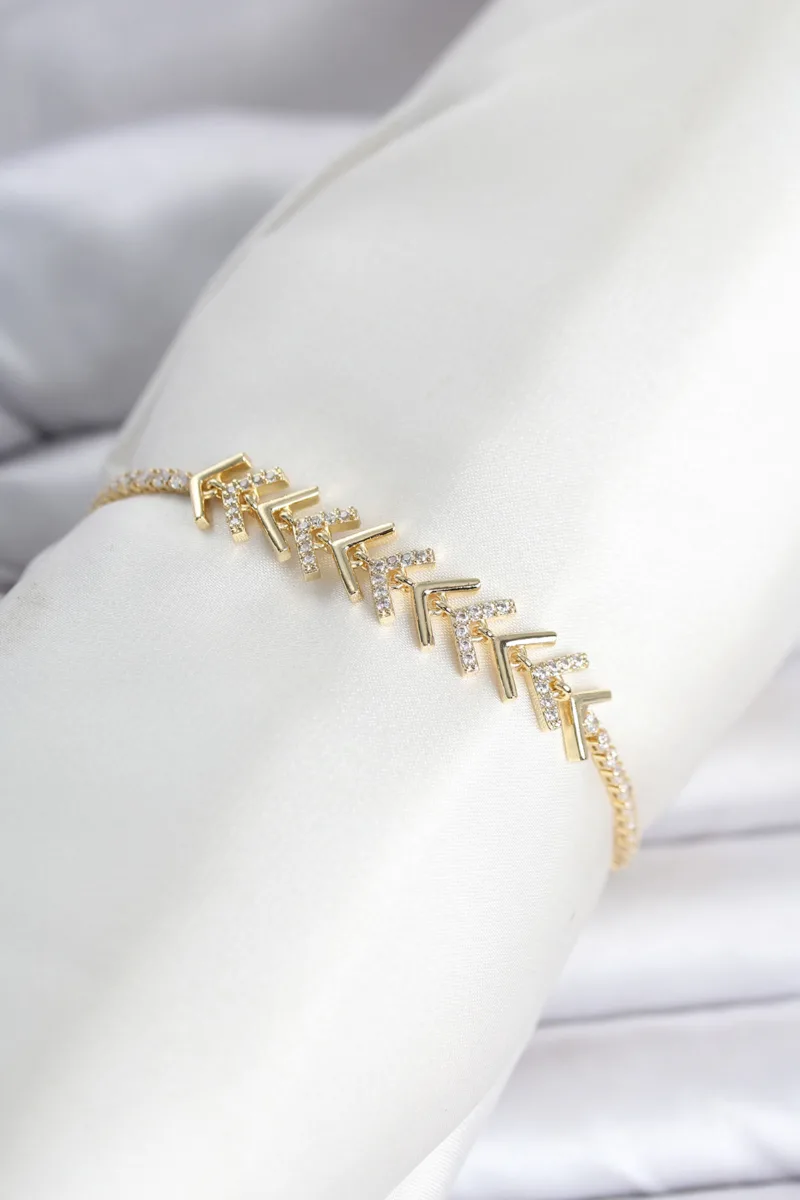 Çavuş Model Zirkon Taşlı Gold Renk Bileklik