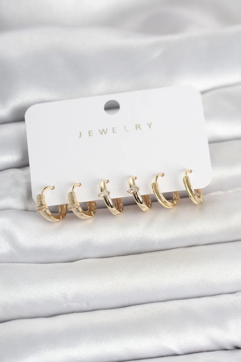 Halka Model Gold Renk Küpe Seti