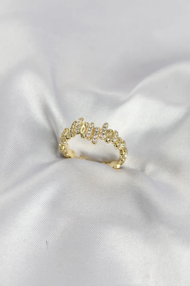 Ritim Model Zirkon Taşlı Gold Renk Yüzük